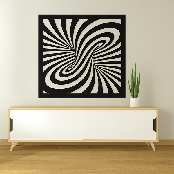 3D Optical Illusion Wall Art – Laser Cut Acrylic Panel (Gloss Black or White)