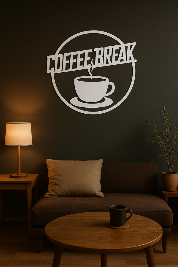 Coffee Break Wall Art – Laser Cut Acrylic (Gloss Black or White)