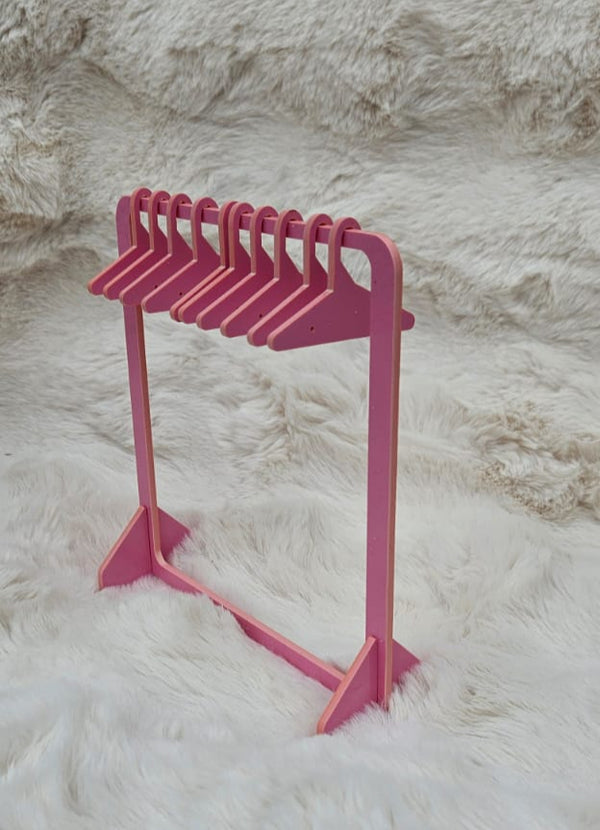 Acrylic Earring Display Stand with Mini Hangers – Pink Jewellery Organizer (200mm Size)