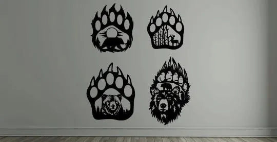 Rustic Bear Paw Wall Art Acrylic – Nature-Inspired Woodland Decor NZ
