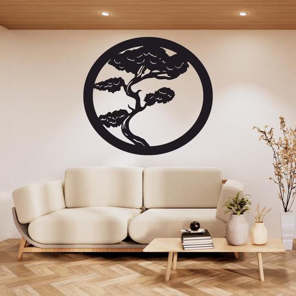 Bonsai Tree Wall Art – Circular Laser Cut Acrylic Decor (NZ Made)