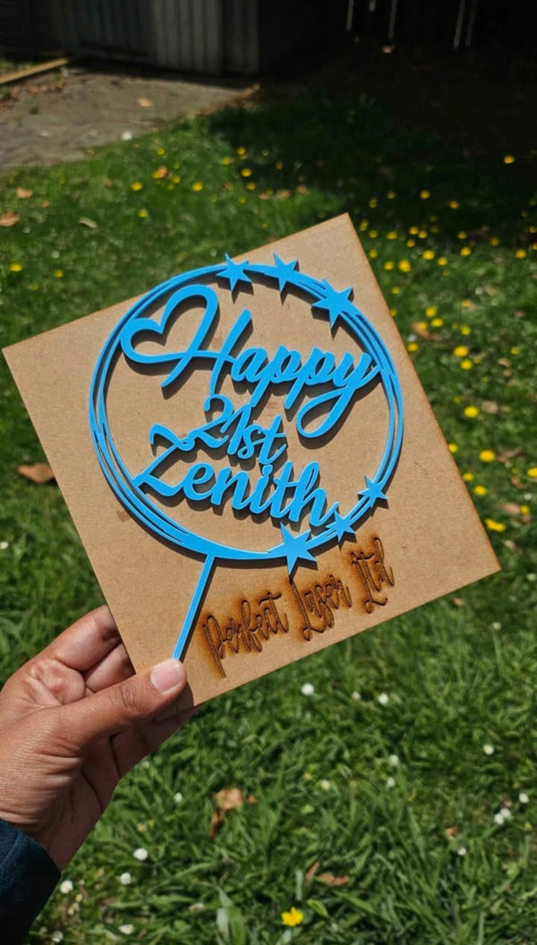 Happy 21st Birthday Cake Topper – Custom Acrylic Design | 150mm | NZ Made