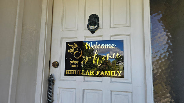 Custom Mirror Acrylic “Welcome Home” Sign – Ganesh Ji Blessings & Family Name | Made in NZ