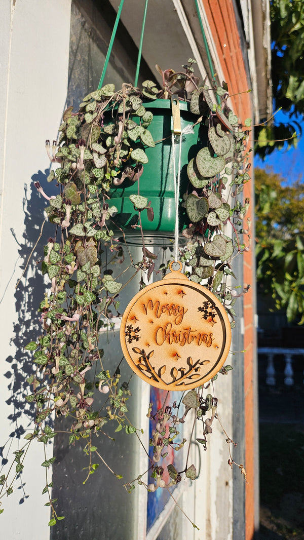 Merry Christmas Wooden Ornament – Laser-Cut Holiday Decoration | Made in NZ